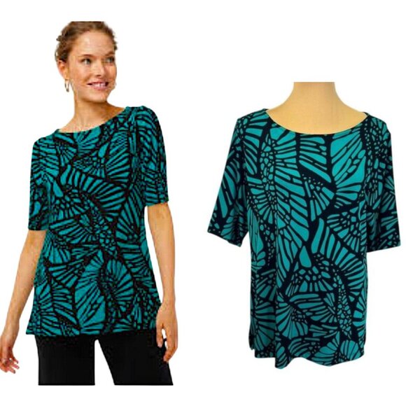 Chico's Travelers Top Size 3 (16) XL Short Sleeves NWOT - Picture 1 of 12